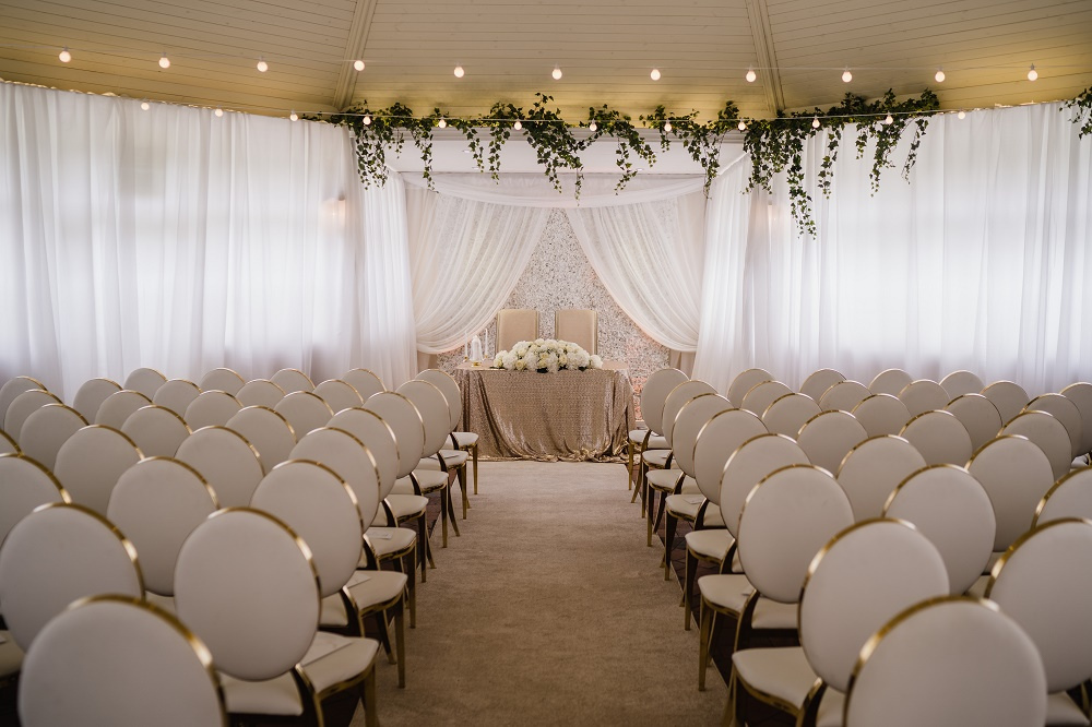 Wedding ceremony set up by Fairy Tales venue stylists